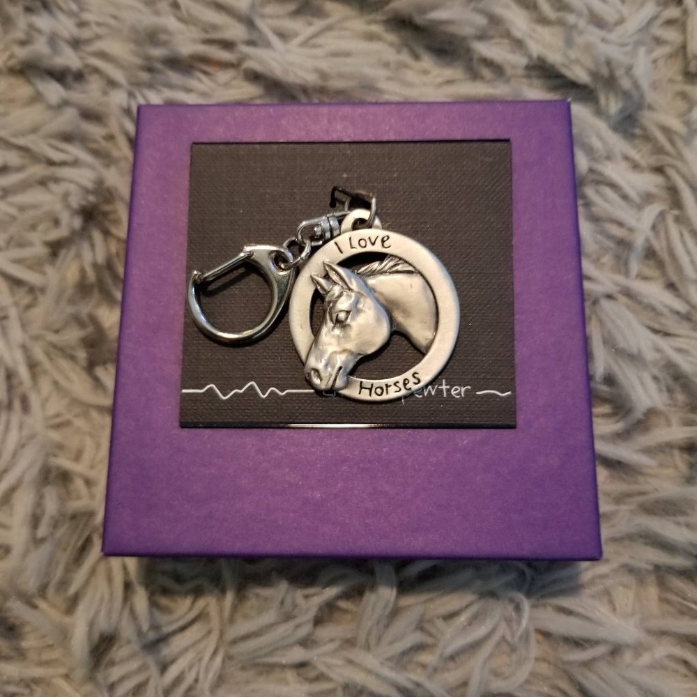NWT Horse keychain, Chelsea Pewter